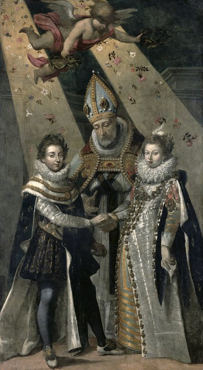 路易十三的婚姻（1601-63）法国国王和纳瓦拉和奥地利的安妮（1601-66）西班牙的Infanta，1615年 作者 Jean Chalette